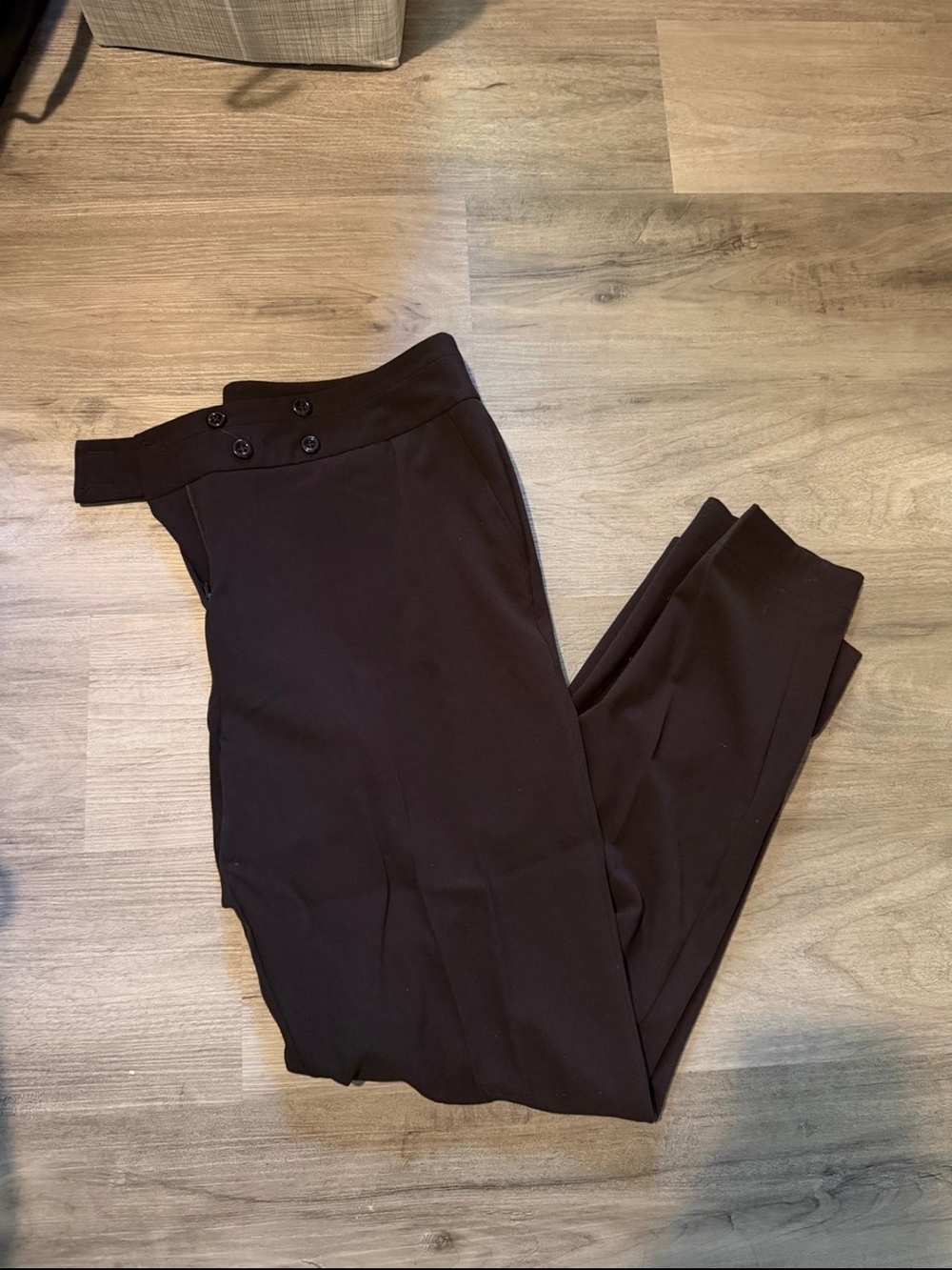Chaus Black High-Waist Button Detail Trousers